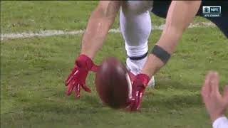 Edelmans overturned fumble cancelled by Brady INT Jan 20 2019 [upl. by Leonsis]