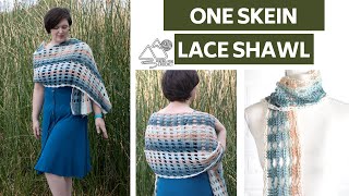 HOW to CROCHET an EASY SHAWL  A Beautiful One skein Lace Shawl by Winding Road Crochet [upl. by Alvie]