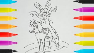 Hay guys how to coloring hoppy hoppscotch and horse enjoy 🌈🌈🌈🌈🌈🌈🌈 [upl. by Laing]