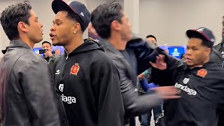 Ryan Garcia CONFRONTS amp PUSHES Devin Haney as NEAR BRAWL happens at Super Bowl radio row [upl. by Glassman759]