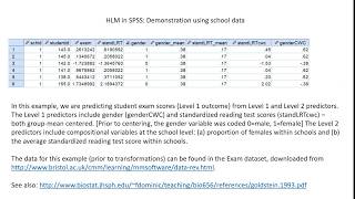 Multilevel modeling using SPSS July 2019 [upl. by Suitangi557]