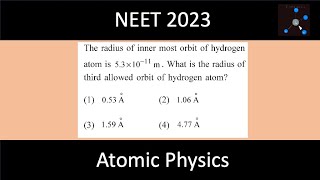 The radius of inner most orbit of hydrogen atom is 53×1011 m What is the radius of third orbit [upl. by Christi432]