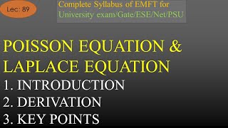 EMFT  Lec 89  Introduction to Poisson Equation Laplace Equation amp Derivation  R K Classes [upl. by Eilrebma]