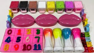 Learn Number and Colors  Mix charm lipstick into slime  Satisflying video ❤️💛💚💙♥️ [upl. by Adnuahsor767]