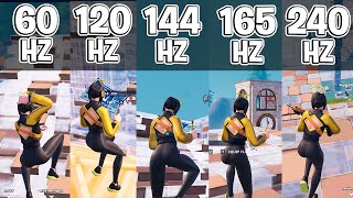 PLAYING FORTNITE 60HZ VS 120HZ VS 144HZ VS 165HZ VS 240HZ [upl. by Suryt]