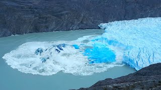 INCREDIBLE COLLAPSE TRIGGERED BY GLACIER CALVING  South America Chile [upl. by Anilev234]