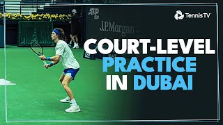 Rublev Murray Hurkacz amp More CourtLevel Tennis Practice In Dubai [upl. by Leoine]