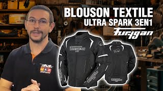 Test du Blouson Textile Furygan Ultra Spark 3 en 1 par Timothée chez MotoAxxe DoleTavaux [upl. by Oinesra]