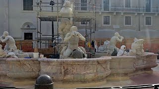 PIAZZA NAVONA ROME RENOVATIONS TAKING PLACE [upl. by Erasaec957]