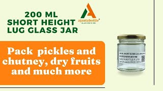 Dry fruit glass containers 200 ml Short Lug Glass Jar  Glass Jar Wholesale Delhi  Best Rates [upl. by Garrot]