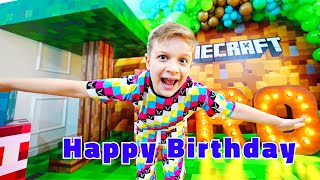 Celebrating Romas 9th birthday Minecraft Birthday Party [upl. by Furlani]