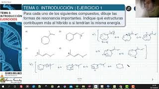 TEMA 0 INTRODUCCIÓN QUÍMICA ORGÁNICA  PROBLEMA 1 DIBUJAR ESTRUCTURAS RESONANTES INDICANDO [upl. by Sachs878]