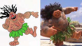 Dwayne Johnson  Youre Welcome Moana and Maui Drawing Meme [upl. by Onirefes]