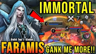 Gank Me More Faramis Best Build 100 IMMORTAL  Build Top 1 Global Faramis  MLBB [upl. by Aenel]