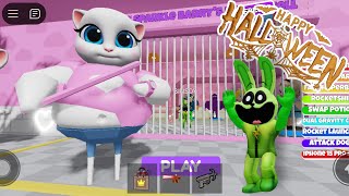 ANGELA BARRYS PRISON RUN OBBY UPDATE  HOPPY HOPSCOTCH VS ANGELA TAKING CAT 🐱 [upl. by Natalie]