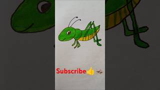 Easy amp Cute😊🦗🌿🌾 Grasshopper Drawing step by step art shorts grasshopper drawing [upl. by Annanhoj664]