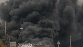 Raw Massive Fire Engulfs NY Steel Mill Site [upl. by Hcelemile]