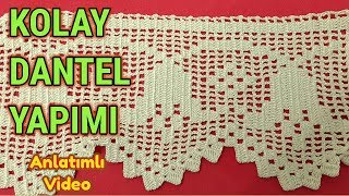 Lale Motifli Kolay Dantel Modeli │El İşi Örgü Dantel │Adım adım yapılışı [upl. by Anestassia841]