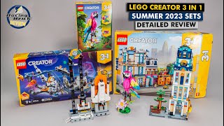 LEGO Creator 3in1 Summer 2023 releases  Main Street Space Roller Coaster amp Exotic Pink Parrot [upl. by Esiuqram]