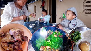 we are cooking pork mustard vegetable mix curry and rice for childrens lunch [upl. by Rainger877]