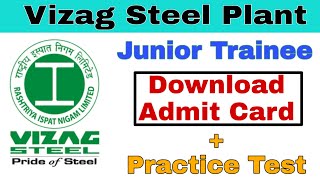 Vizag steel plant Junior Trainee Admit Card  practice test for Junior trainee vizag steel plant [upl. by Itsirc]