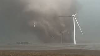 INSANE TORNADO PIPE intercept with windmills toppled near Greenfield Iowa [upl. by Ardnalahs769]