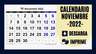 CALENDARIO NOVIEMBRE 2022  PARA IMPRIMIR Y DESCARGAR GRATIS [upl. by Birmingham]