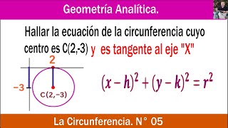 Encontrar la ecuación de la circunferencia tangente al eje X [upl. by Aralomo]