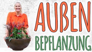 AUßENBEPFLANZUNG  FEUERSCHALE SOMMERHERBST  DIY [upl. by Ailecara]