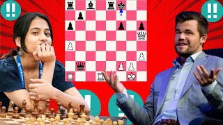 Most Critical Chess game 15 Magnus Carlsen vs Divya Deshmukh [upl. by Sindee]