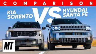 2024 Hyundai Santa Fe Calligraphy vs 2024 Kia Sorento XPro Comparison Test  MotorTrend [upl. by Guss]