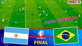 Argentina vs Brazil  Final COPA America  Full Match All Goals  PES Gameplay PC [upl. by Leatri]