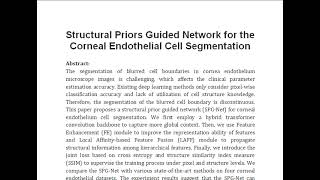 Structural Priors Guided Network for the Corneal Endothelial Cell Segmentation [upl. by Kristoforo]