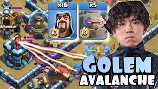 KLAUS used TH13 GOLEM AVALANCHE against X6TENCE  EWU Tournament  Clash of Clans eSports [upl. by Analah657]