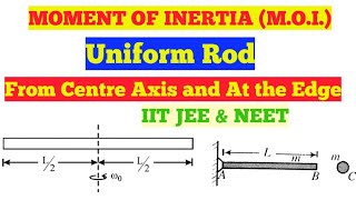 MOMENT OF INERTIA MOI of a Uniform Rod about Centre axis and Edge of the Rod [upl. by Ennovy482]