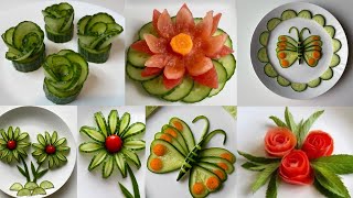 5 Super Salad Decoration ideas  Easy and Beautiful salad decoration  Tomato amp cucumber decoration [upl. by Suirtemid]