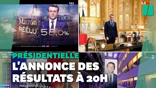 Comment les chaînes télé ont annoncé la réélection dEmmanuel Macron [upl. by Litton556]