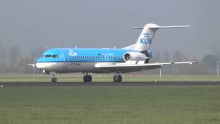 KLM Cityhopper Fokker F280070 landing at Amsterdam Schiphol International airport [upl. by Gerg]