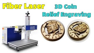 3D brass coin relief engraving 25D JPT Raycus 50w fiber laser engraving marking machineOV LASER [upl. by Lifton]