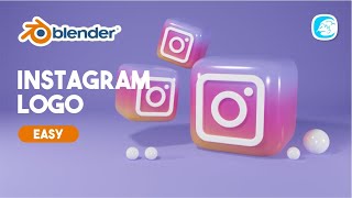 Tutorial create simple instagram logo 3d with blender 30 easy [upl. by Jany]