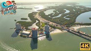 Fort Myers Beach North to South Today Live Cam Aerial Footage 4K HD 1115 [upl. by Urbannai302]