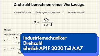 Drehzahl berechnen AP1 F2020 TeilA Aufgabe7 [upl. by Eitsirk]