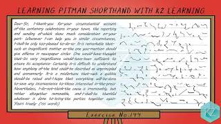 Exercise No144  90 WPM  Pitman Shorthand Dictation  KZ Learning [upl. by Ylicis141]