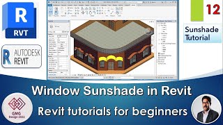 revit tutorial  sun shade for house  revit architecture  window sunshade design [upl. by Niletak]