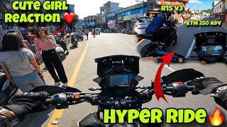 R15 V3 vs KTM 250 Adventure🔥Cute Girl’s Reaction😍Mxximax [upl. by Anelis786]