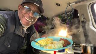 Van life Cooking Christmas Breakfast van vanlifers vanlife senior vanlifecooking [upl. by Edgell870]