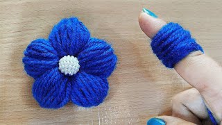 Amazing Woolen Flower Craft Idea using Finger  Easy Woolen Flower Making [upl. by Det]