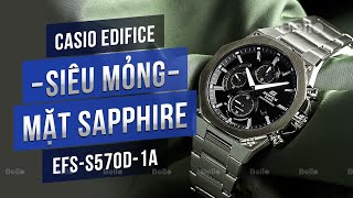 Đập hộp đồng hồ Casio Edifice EFSS570D1A siêu mỏng mặt Sapphire chống loá Pin mặt trời tại Bello [upl. by Meyer]