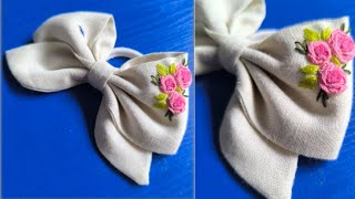 Bow hair tie  bow hair tie making  bow hair tie handmade  how to make bow hair tie [upl. by Sholeen]