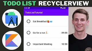 To Do List App using Recycler View Android Studio Kotlin Example Tutorial [upl. by Merilyn]